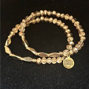 Kinsley Armelle Gold and Brown Beaded Bracelet